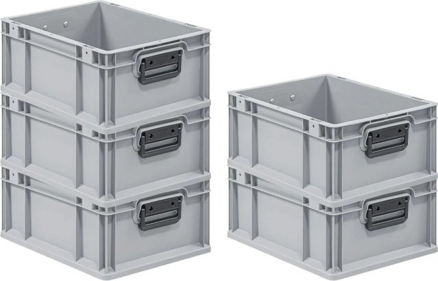 PROREGAL Spar Set 5x Eurobox Nextgen Portable Duo Transportbehälter Grau H x B x T: 17 x 30 x 40 cm - Bild 1