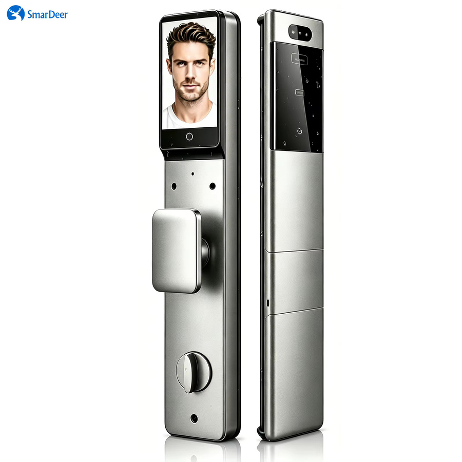 SmarDeer Smart Door Lock mit 3D-Gesichts- und Handvenenerkennung, IP66 wasserdicht, ultradünnes elektronisches Türschloss in Silber - Bild 7