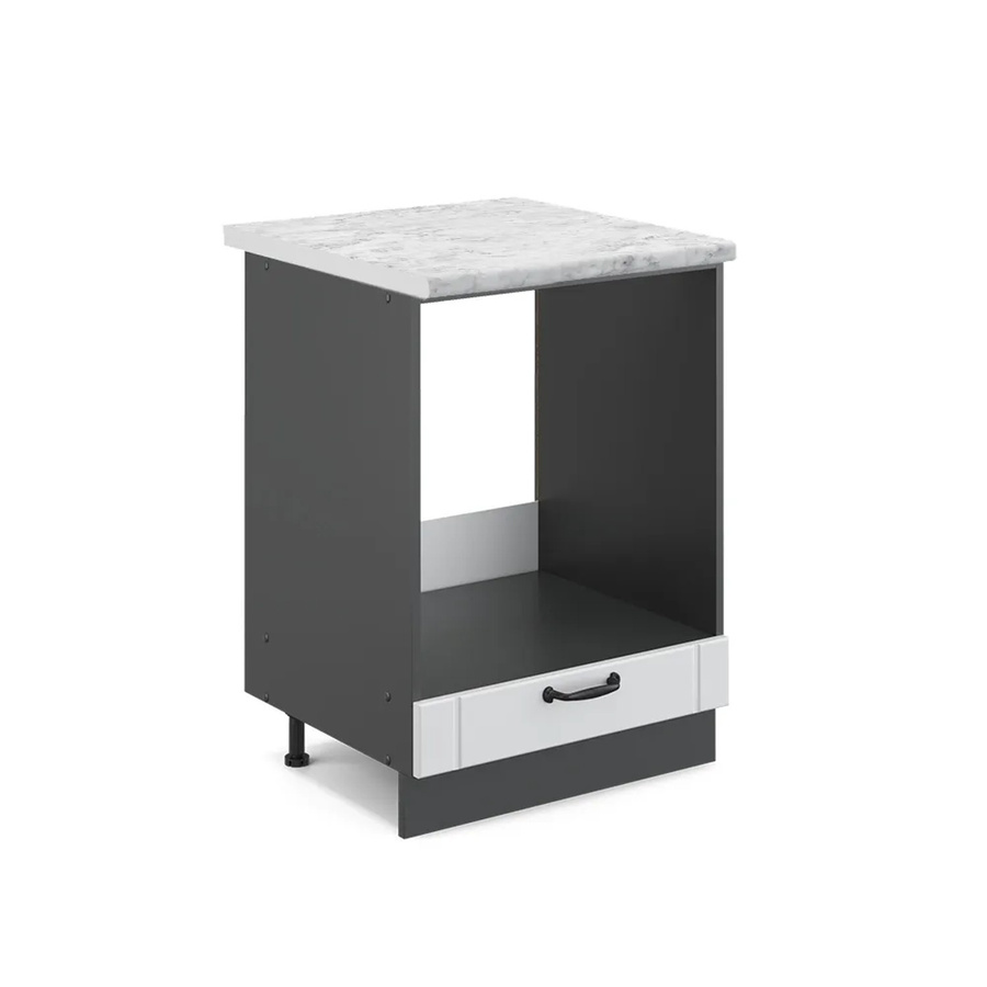 Vicco Herdbauschrank Fame-Line in Weiß und Anthrazit im Landhausstil mit Marmor-Optik, B/T/H: 60 x 60 x 82 cm - Bild 2