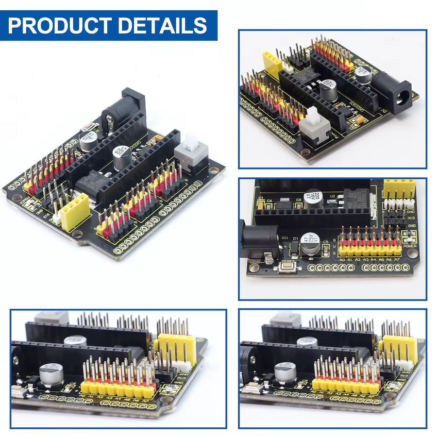 Keyestudio Nano Shield I2C-Erweiterungsboard in Schwarz, kompatibel mit Arduino Nano R4 Entwicklungsboard - Bild 2