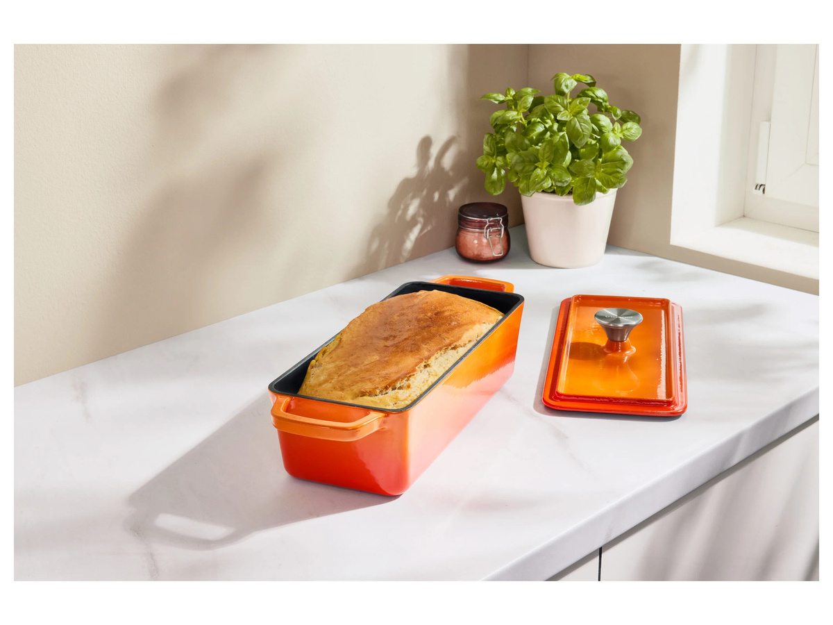 SILVERCREST® Premium-Gusseisenbrotbackform, rechteckig, Orange, emailliert - Bild 2
