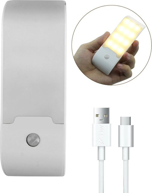 GGBEE Wiederaufladbares LED-Nachtlicht mit Bewegungsmelder als tragbare Nachttischlampe für Küche, Schlafzimmer, Treppen und Flur - Bild 1