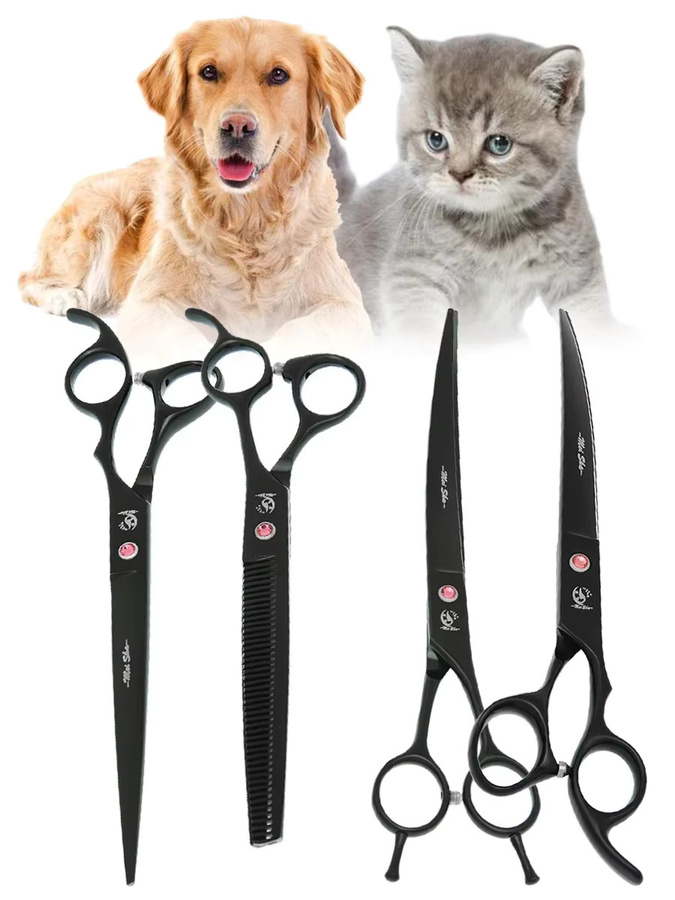 Meisha Professionelle Hunde-Pflegeschere aus japanischem Stahl in Schwarz, 8,0 Zoll, gerade und gebogene Klingen für Welpen und Haustiere - Bild 3