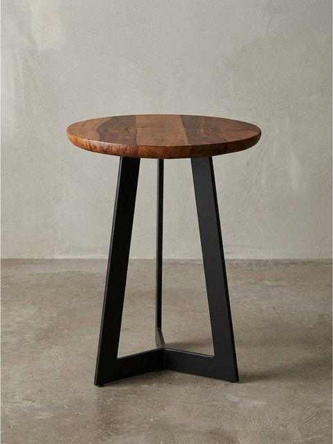 Beistelltisch KADIMA DESIGN im Industrial Design aus Massivholz und Metall in Braun, B/T/H: 45 x 35 x 35 cm - Bild 1