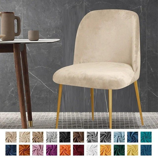 BC-Warm Home Samt Stuhlhussen für runde Hocker und Esszimmerstühle, hochelastischer Schonbezug aus Polyester und Elasthan - Bild 1