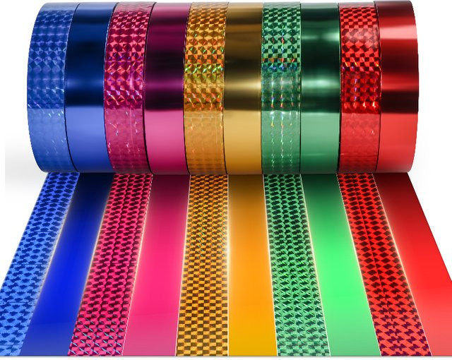 Farbiges Laser-Flash-Klebeband aus BOPP in Gold und Multicolour für Geschenkverpackungen, Hochzeiten und DIY-Bastelprojekte, Breite: 12 mm - Bild 1