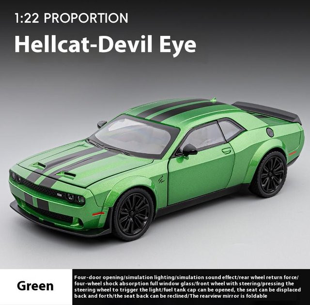 Platinum Challenger Redeye Hellcat Super Muscle Sportwagen, Modellauto, Metall, 1:22, Sound & Licht, ab 14 Jahren - Bild 1