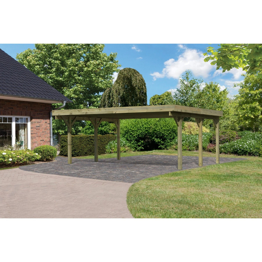 Karibu Doppelcarport Classic 1 mit PVCDach in Natur-Braun, B/T/H: 563 x 394,5 x 237 cm - Bild 2