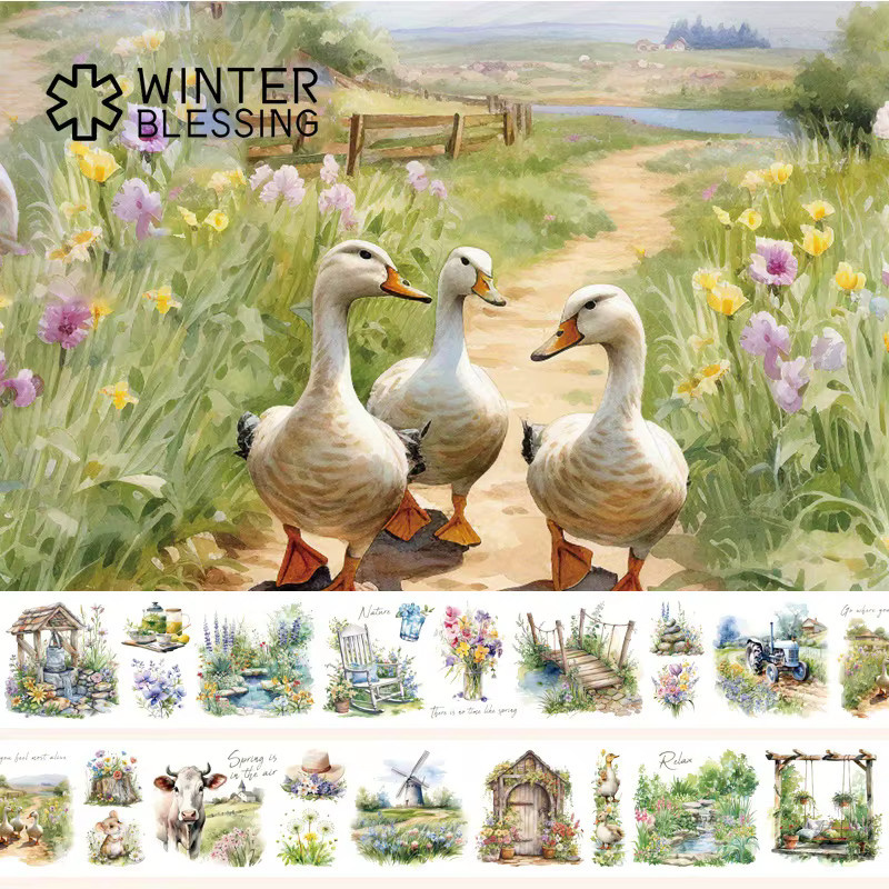 Dekoratives PET Washi Tape mit Landschafts- und Tier-Motiven, Transparentes Klebeband für Scrapbooking und Journaling, Multicolour, 2 m pro Rolle - Bild 2