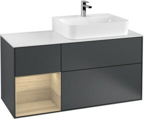 Villeroy & Boch Finion Waschtischunterschrank mit Abdeckplatte und LED-Beleuchtung, Breite: 120 cm, Farbe: Weiß lackiert - Bild 1