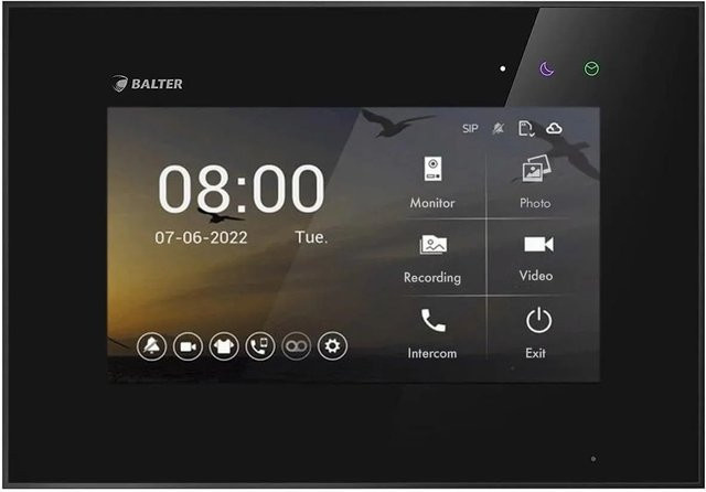 Balter EVO HD Video-Türsprechanlage mit WLAN App-Steuerung, 7 Zoll Touchscreen Monitor, 2-Draht-Bus, Schwarz - Bild 1
