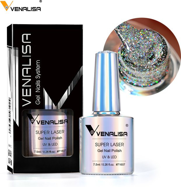 Venalisa Super Laser Nagelgel, 7,5 ml, Glitzer Effekt, Schimmernd - Bild 1
