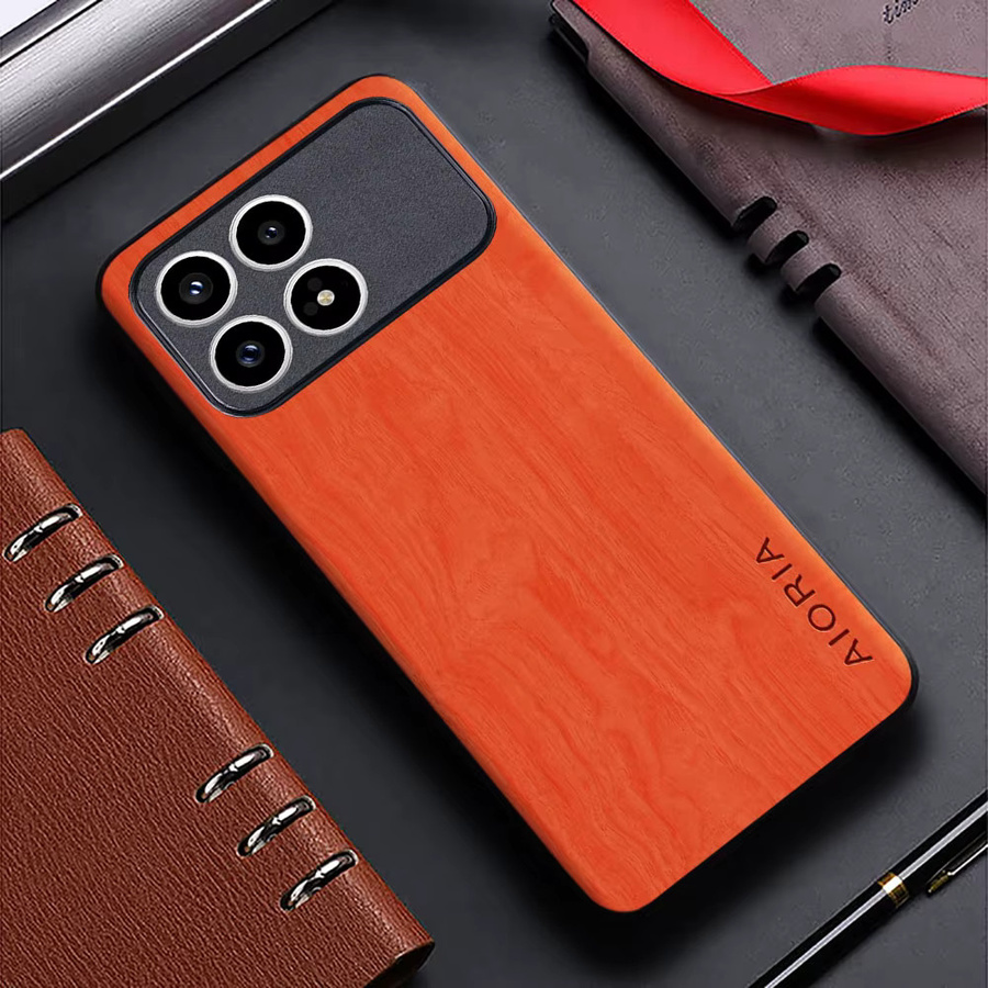 Handyhülle mit Bambus-Holzmuster aus Leder für Xiaomi Poco F8 Pro Ultra, F7 Ultra Pro 5G, F8 Ultra Pro und F7 Pro in Braun und Weiß - Bild 1