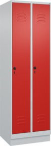 C+P Wäsche-Spind Classic PLUS mit Sockel, 2 Abteile, Stahl, grau/rot, H x B x T: 195 x 60 x 50 cm - Bild 1