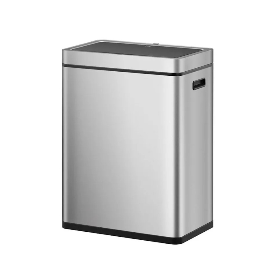 PROREGAL Sensor Mülleimer aus gebürstetem Edelstahl in Silber, 2 x 30 Liter, H x B x T: 65,2 x 48,6 x 30,8 cm - Bild 2