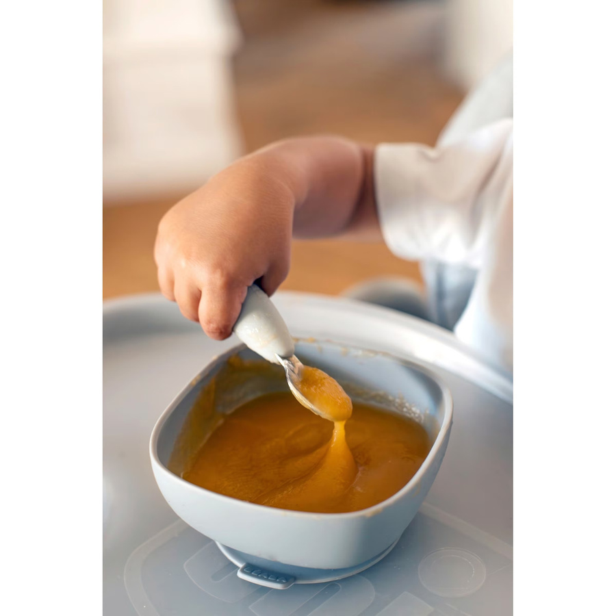 Beaba Edelstahl-Lernbesteck für Babys aus Edelstahl und Silikon in Silber und Grau mit rutschfestem Griff und spülmaschinenfestem Design - Bild 3