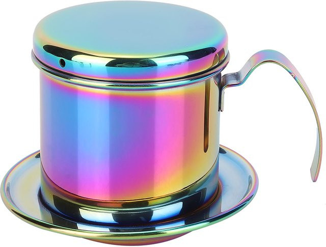 Tragbarer Kaffee Dripper Maker aus Edelstahl mit Griffen von CosyHome in Blau - Bild 1
