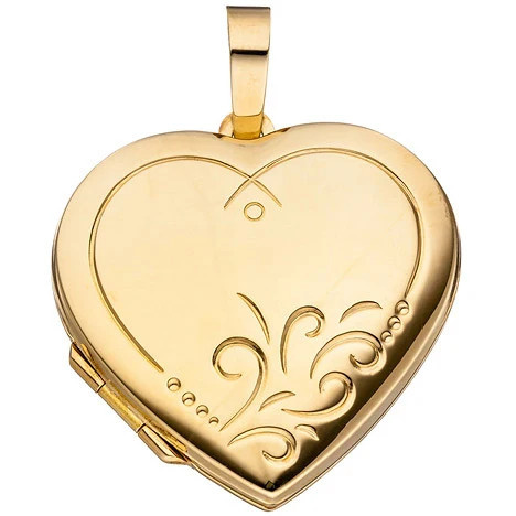 Colfem Medaillon Herz, 925 Silber gold vergoldet, Anhänger, Unisex - Bild 1