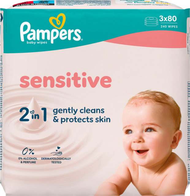 Pampers Feuchttücher Sensitive 2in1, 3 x 80 Stück - Bild 1