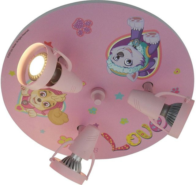 Niermann Paw Patrol Pavsitive Pups Strahler für Kinderzimmer, rosa, Kunststoff, GU10, Durchmesser: 35 cm - Bild 1