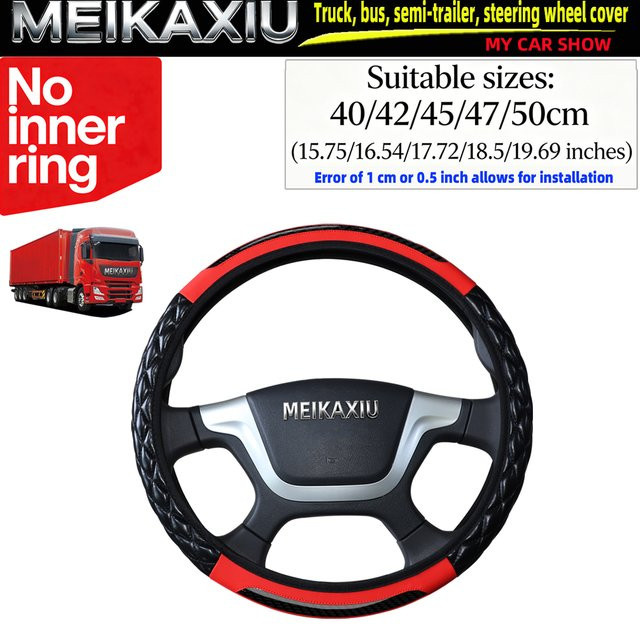 MEIKAXIU Lenkradbezug aus Kristallkohlefaser und PU-Leder für LKW, Transporter und Bus, Durchmesser: 40 cm, 42 cm, 45 cm, 47 cm oder 50 cm - Bild 1