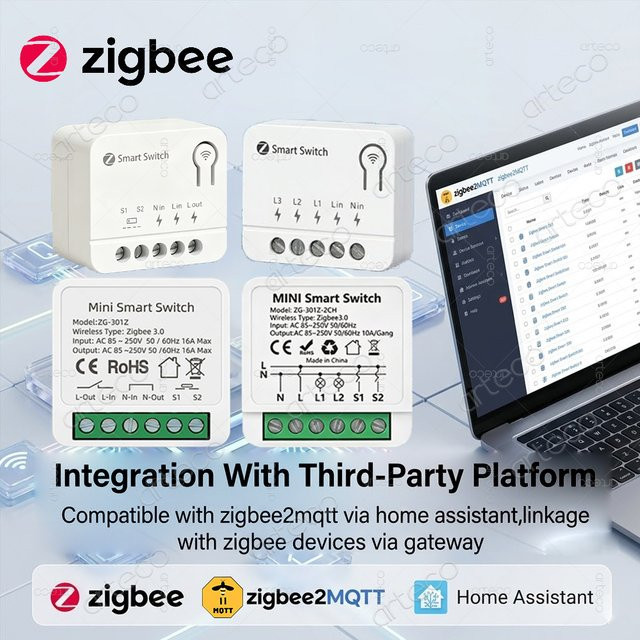 ZigBee Smart Switch Modul Mini DIY Beleuchtungsrelais für Smart Automation in Weiß - Bild 1