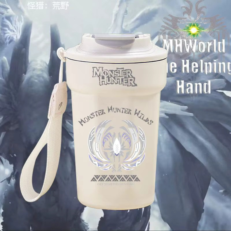 Bandai Monster Hunter Wilds Gemma Nata Chatacabra Edelstahl Tasse für Studenten und Erwachsene - Bild 3