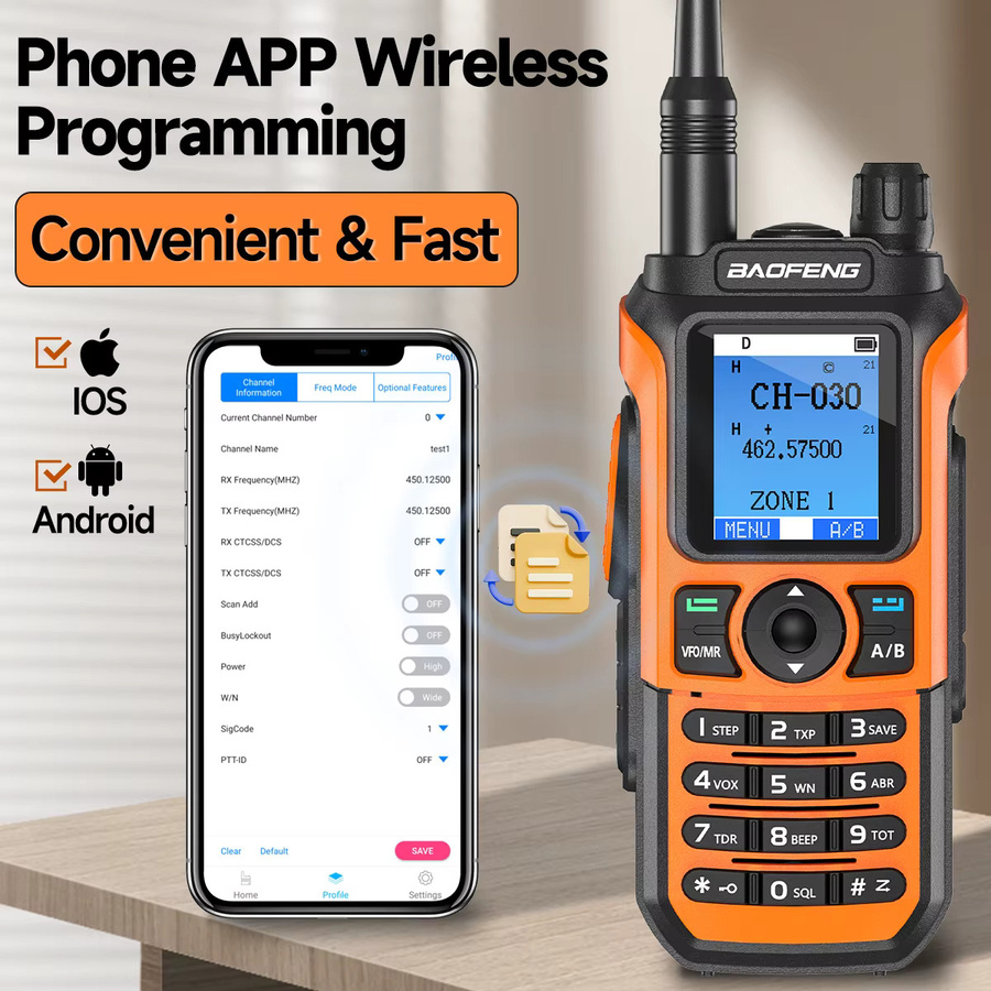 Baofeng GM-21 Walkie Talkie GMRS Transceiver mit Bluetooth und USB-C Ladegerät für Multiband-Empfang AM FM - Bild 4