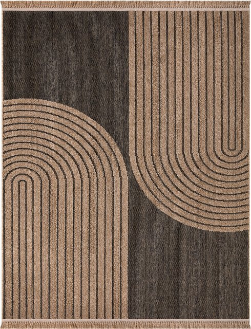 In- & Outdoor-Teppich Colonia in Grau mit Wellenmuster im Boho-Stil, B/T: 200 x 280 cm - Bild 1