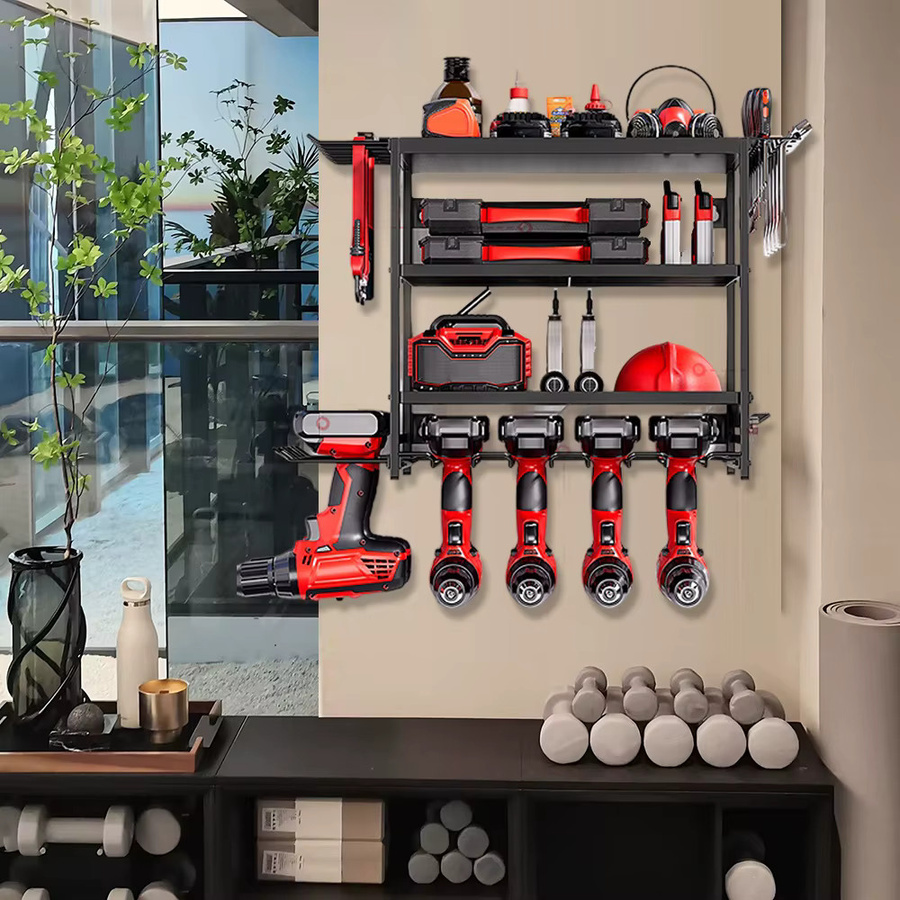 HGTUGO Wandmontierte Schwerlast-Metall-Werkzeugaufbewahrung in Schwarz als Lochplatten-Organizer für Garage und Werkstatt, B: 60,0 cm, H: 41,5 cm - Bild 5