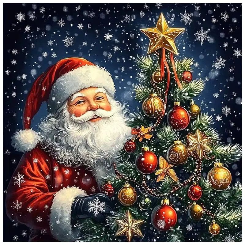 HUACAN Diamant-Malerei Weihnachtsmann Cartoon Motiv mit vollen runden Bohrern als Diamant-Mosaik zur Heimdekoration - Bild 5