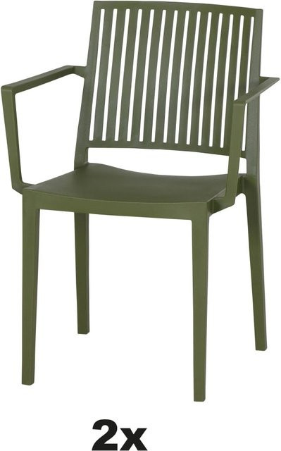 Siena Garden Stapelsessel-Set Lane 2-teilig in Olive, UV-beständige Gartenstühle aus Polypropylen und Glasfaser - Bild 1
