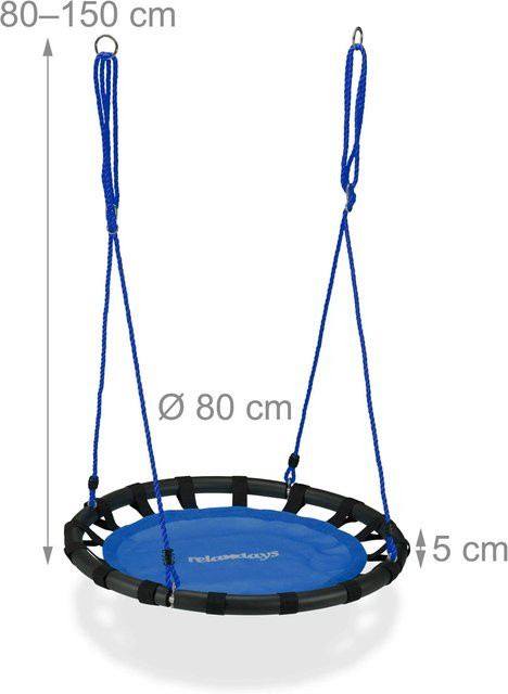 Relaxdays Nestschaukel aus Stoff und Stahl in Blau, höhenverstellbar, Durchmesser: 80 cm - Bild 1