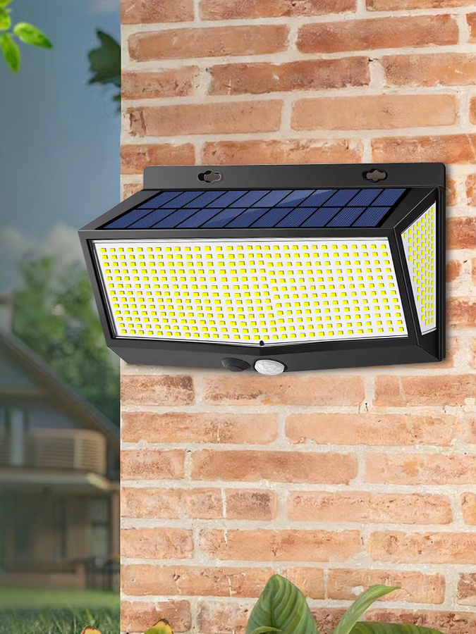 Solar-Wandleuchte mit 528 LED und Bewegungsmelder, IP65 wasserdichte Außenleuchte für Garten und Terrasse, modern und rechteckig, Farbe: Weiß, B/T/H: 12,0 x 22,0 x 5,0 cm - Bild 8