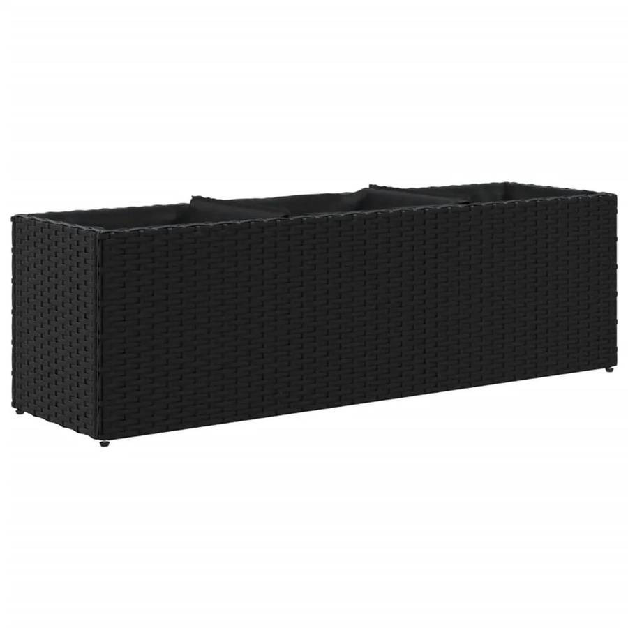 vidaXL Hochbeet mit 3 Fächern aus Poly Rattan und pulverbeschichtetem Stahl in Schwarz, B/T/H: 105 x 30 x 32 cm - Bild 2