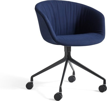 HAY About A Chair 25 Soft Drehstuhl mit Steppschale in Blau und Aluminiumgestell mit Rollen - Bild 1
