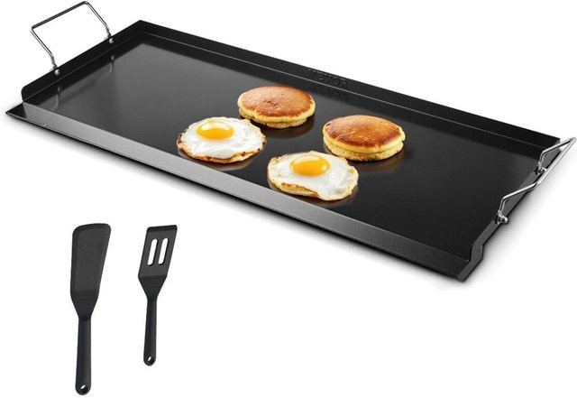 Universelle flache Grillplatte aus Kohlenstoffstahl von Buying Solutions, MB in Schwarz, B/T: 81,2 x 31,0 cm - Bild 1