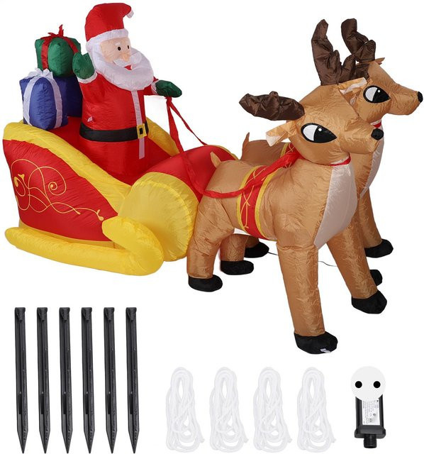 Aimo Aufblasbarer Weihnachtsmann im Schlitten mit Rentieren aus Polyester, Mehrfarbig - Bild 1