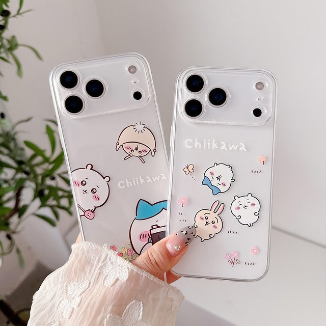 Bandai Chiikawa Anime Handyhülle aus transparentem TPU für iPhone 17 16 15 14 13 12 11 Pro Max mit Usagi Hachiware Motiven - Bild 1