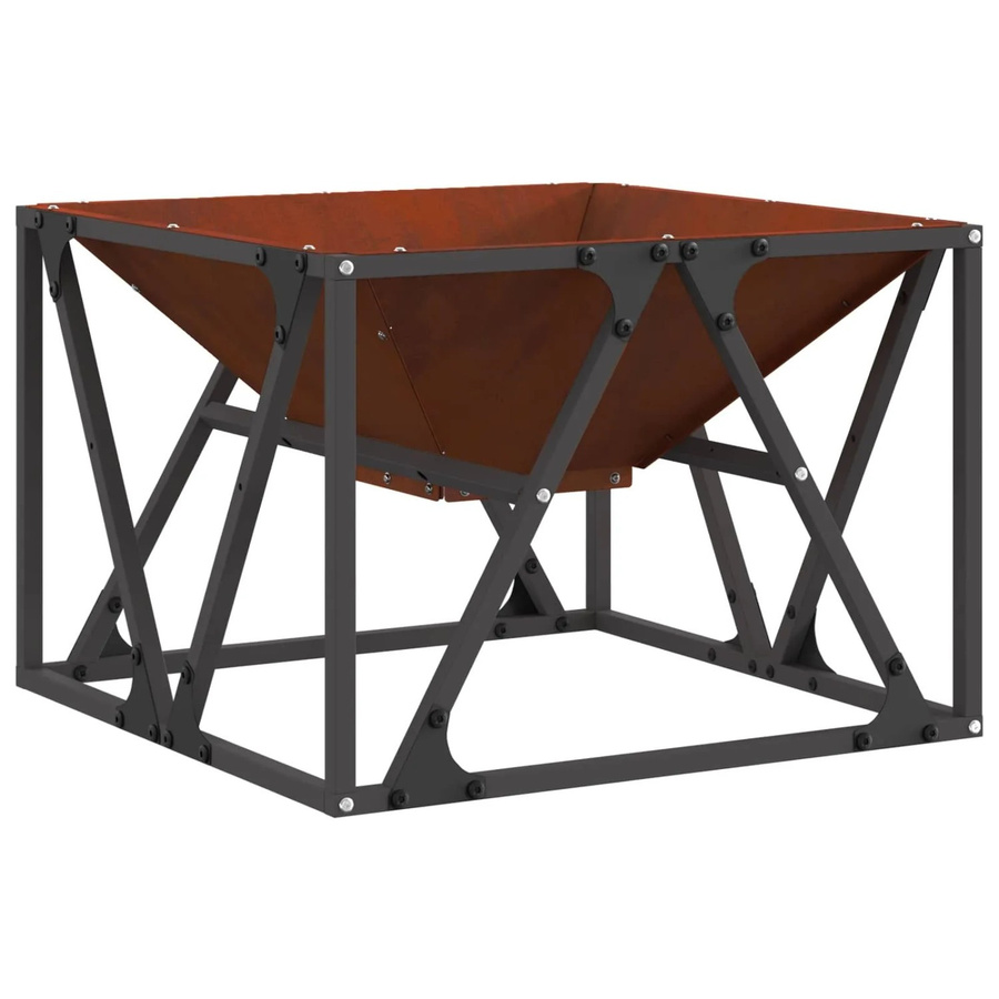 vidaXL Feuerstelle aus Wetterfeststahl in Braun B/T/H: 50 x 50 x 35 cm - Bild 2