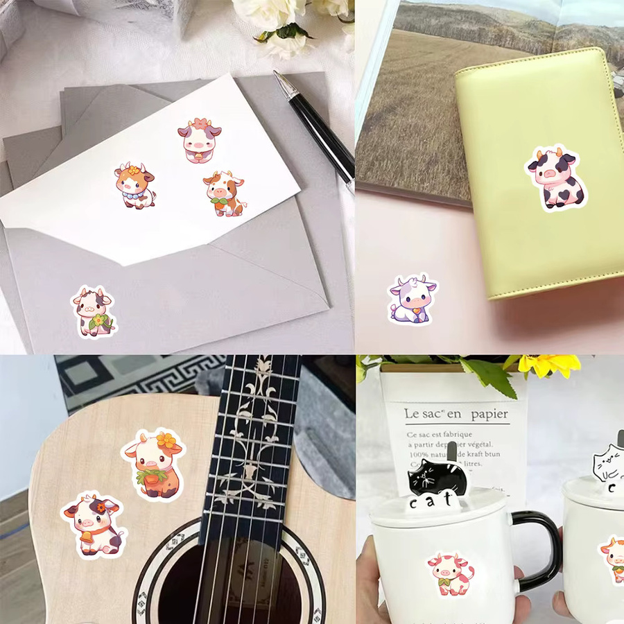 GOGOTU Milchkuh-Aufkleber in Multicolour, 500 Stück pro Rolle, süße Kawaii Umschlagversiegelungsaufkleber aus Papier für Schüler und Handbriefe - Bild 2