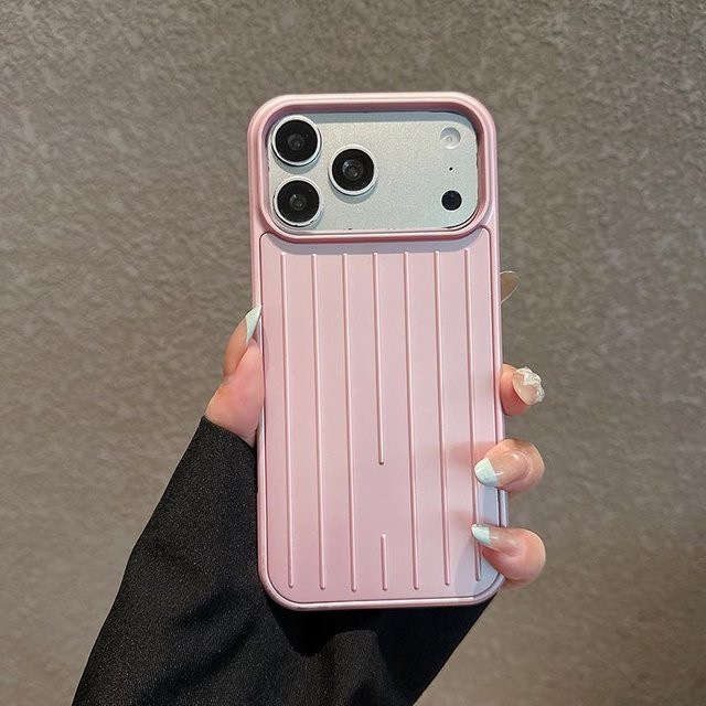 WildMoment Stoßfeste Handyhülle mit gestreifter Gepäcktextur für iPhone 17 16 15 14 13 Pro Max in Rosa - Bild 1