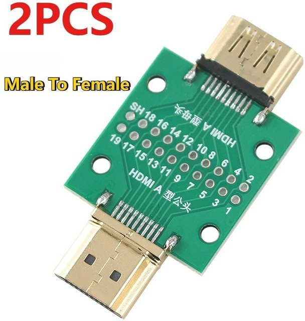 YTDMEN 2 Stück Stecker-zu-Buchse Testplatine MINI-Steckverbinder mit Leiterplatte 2,54mm Rastermaß 19/20-polig DP HD Adapterplatine in Grün - Bild 1