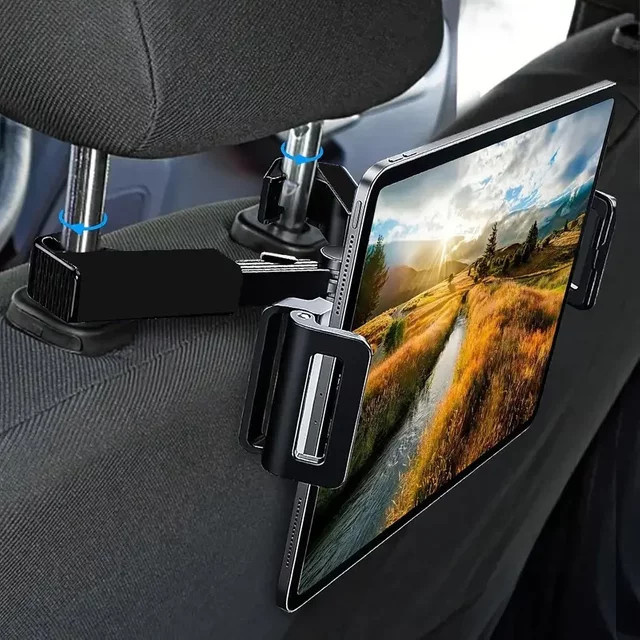 XMSJ 360 Grad rotierende wasserdichte Auto-Kopfstützen Halterung für Telefon und Tablet in Schwarz, kompatibel mit 4,7 bis 13 Zoll - Bild 1