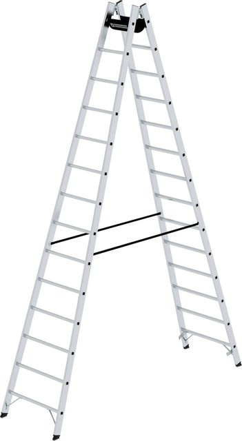 PROREGAL Sprossen-Stehleiter in Silber mit 2 x 14 Sprossen - Bild 1