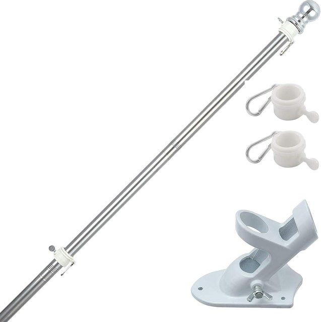 Fahnenmast Halterung aus Aluminium in Silber und Weiß - Bild 1
