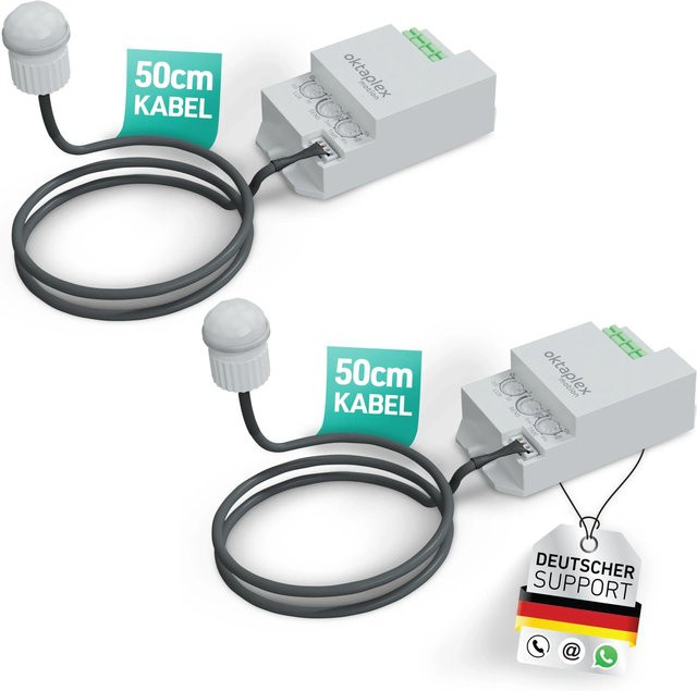 Oktaplex Jana 2er Set Einbau Bewegungsmelder mit 360 Grad Bewegungssensor, Weiß, IP65, 230V - Bild 1