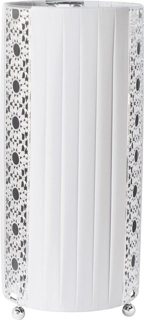 Näve Tischleuchte Dandy Weiß mit Stoffschirm und E27 Fassung, Höhe: 23,0 cm, Breite: 12,5 cm, Tiefe: 12,5 cm - Bild 1