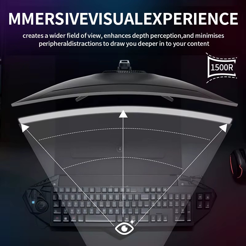 Gawfolk Curved Gaming-Monitor 34 Zoll UWQHD 3440 x 1440P, 1500R Ultra-Wide PC-Bildschirm mit 165 Hz und VA-Panel, Schwarz - Bild 4
