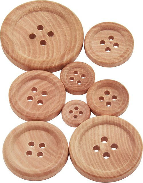 Zieene Holzknöpfe mit Holzmaserung in Braun, runde Kamelienknöpfe mit 4 Löchern für Nähzubehör und Kleidung, Durchmesser: 30 mm - Bild 1